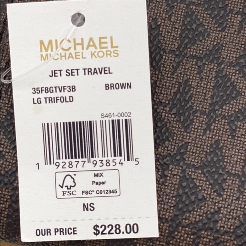 Michael Kors Jet Set Trifold Wallet Brown - Picture 7 of 9